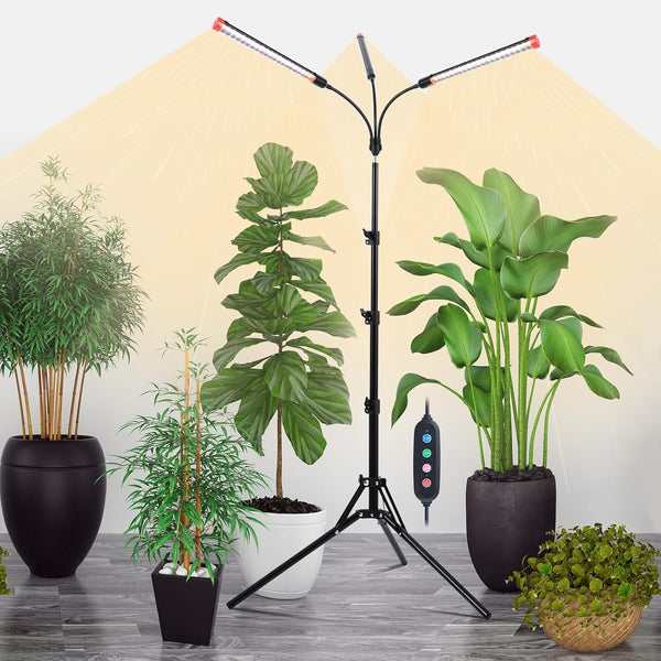 3Head Grow Light with Stand, 5-Mode Timer 4/8/12/16/20H, 27 Watt Power Home