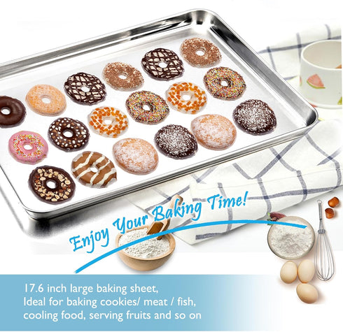 TeamFar Baking Sheet with Rack, 17.6 x 13 x 1 Inch Stainless Steel Cookie Sheet with Cooling Rack Set