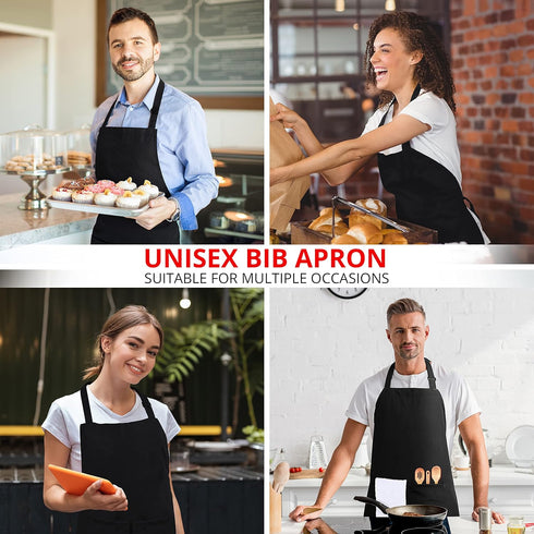 Utopia Kitchen 2 Pack Adjustable Bib Apron, Water and Oil Resistant, 2 Pockets for Cooking