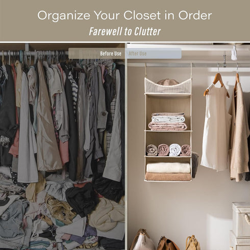 3-Shelf Closet Closet 12 12 32H, StorageWorks Hanging Organizer, Adjustable Hanging Organizers and Storage, W x D x