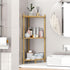 Wisuce Essentials 3 (Natural3 Corner Shelf Stand - Tier Bamboo Small Corner Bookshelf for Office Kitchen Bedroom Plant