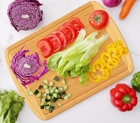 18x12.5" Homaxy Extra Large Bamboo Cutting Boards for Kitchen, Wood XL Cutting Board with Juice Groove, Butcher Block