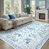 DCX 5x7 Washable Bow Rug, Blue Floral Rug for Girls Bedroom, Cute Soft Low Pile Indoor Dcor Carpet, Kid & Pet Friendly