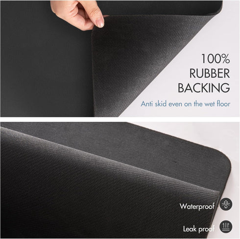 Drying Mat for Kitchen Countertops, Absorbent Rubber Backed Dish Drying Mat (Black, 16"x24")