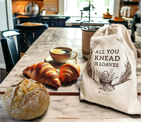 2 pack 13 x15 inches. Natural Organic Linen Bread Bags - - Large Ideal for Homemade Bread, Reusable, Gift, Christmas