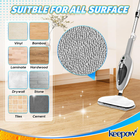 KEEPOW Steam Mop Replacement Pads for GorFanty Model GF-6610B/GF-6610, Highly Absorbent Microfiber Pads (4 Pack)