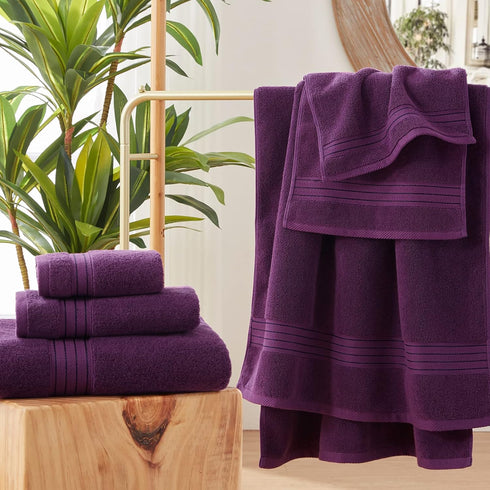 COZYART Set, Set 3 1 1 1 650 Luxury Purple Bath Towels Turkish Cotton Hotel Large Towels for Bathroom, Thick Bathroom