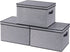 Fabric Storage Boxes, Medium Gray, 3 Pack, 15 x 9.8 x 8.3 Inch Baskets with Lids, Handles, Decorative Linen Organizers