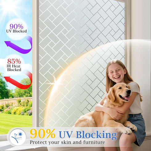 Coavas Non-Adhesive Frosted Glass Window Film & Privacy Film for Home & Office 23.6"x78.7" Easy DIY Installation