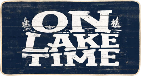 Welcome Indoor Mat - On Lake Time Gifts for Lake Lovers, Blue Lake Porch Mat, 30 x 16 Inch Room Decor