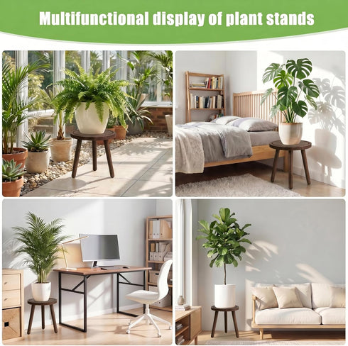 SEQUEDA Wood Plant Stands Indoor, Updated Single Plant Stand Modern Plant Table for Large Plants, Wooden Plant Stool