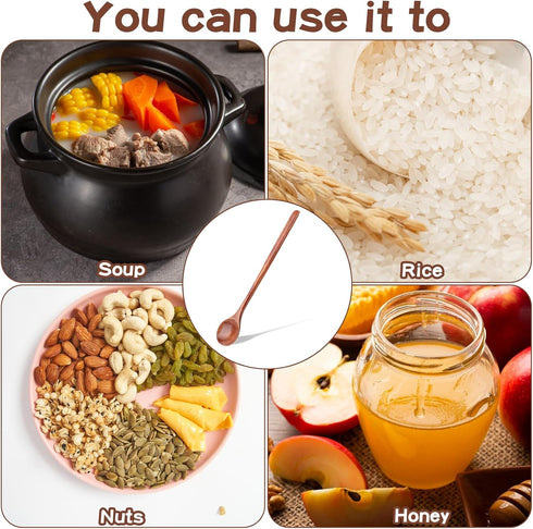 10.8 Inch Long Handle Wooden Spoons, Korean Spoon for Cooking, Wood Soup Spoons for Mixing and Stirring