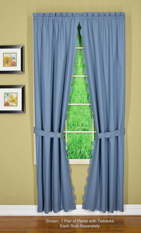 Today's Curtain Orleans Scallop Curtain - Blue 72" Panel Pair with Tieback, 60" W x 72" L, 4-Piece Set