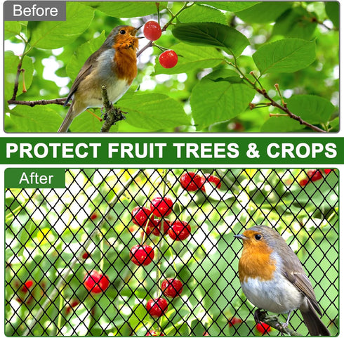 DQS 25x25ft 1 Bird Netting for Garden Protection - Poultry Netting for Chicken Coop, Mesh Heavy Duty Garden Net, Fruit