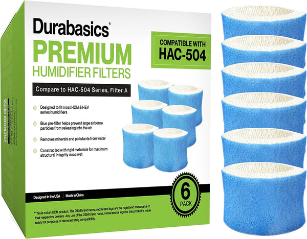 Durabasics 6 Pack Premium Humidifier Filters Compatible with Honeywell Filter HAC-504, HAC-504AW & Filter A
