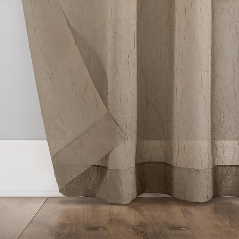 No. 918 Erica Crushed Sheer Voile Curtain Panel, 51" x 84", Taupe, Rod Pocket