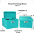 Household Essentials Fabric Storage Boxes, Aqua, with Lids and Handles