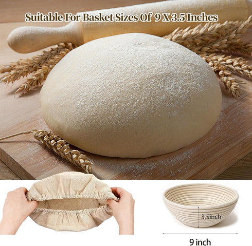 MarzeMuun Set 2 (9 inch 4 Banneton Bread Proofing Basket - Proofing Basket of Round) - Natural Rattan Banneton