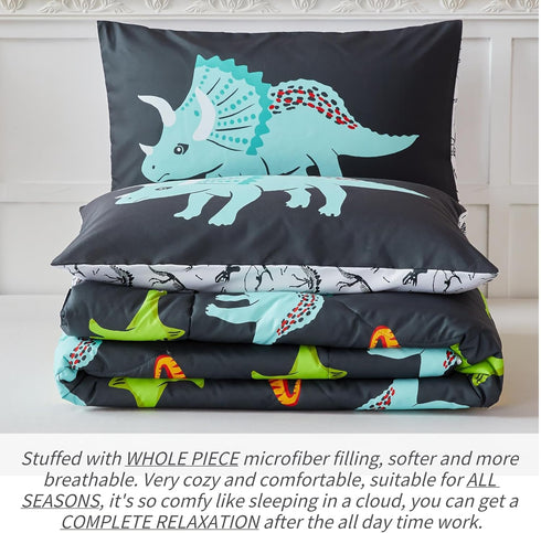 Set Set Set RYNGHIPY Dinosaur Bedding - Queen Size Comforter for Boys & Girls - Soft, Breathable, Cute Dinosaur Bed