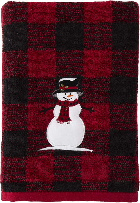 SKL Home Christmas/Gift Woodland Winter Snowman Bath Towel, Red
