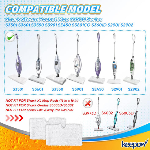 S3500 S3501 S3601 S3550 S3901 SE450 S3801CO S3601D S2901Steamer (5 KEEPOW Steam Mop Replacement Pads Compatible