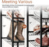 6 6-12 Closet Tier Rotating Shoe Rack Tower with Wheels, Wooden Shoe Storage Organizer with Hooks, Sturdy Metal Narrow