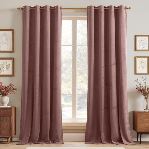 StangH Velvet Curtains 84 inches Long, Wild Rose Pink Room Darkening Curtains