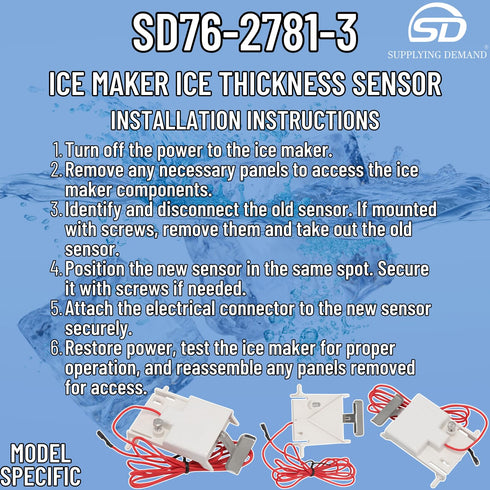 Supplying Demand 76-2781-3 Ice Machine Thickness Sensor, Replaces BD0202A, IB0624YC, JD0323W