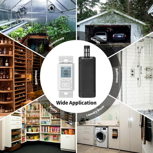 New 2024! Humidity Sensor Switch, Ortis in-Wall Bathroom Fan Control Switch with Separate Sensor, 328 ft Range