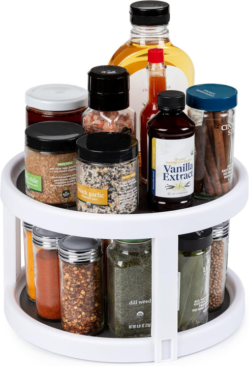 Kitchen Spaces Two-Tier Lazy Susan Organizer, Cabinet Turntable Shelf Storage for Kitchen