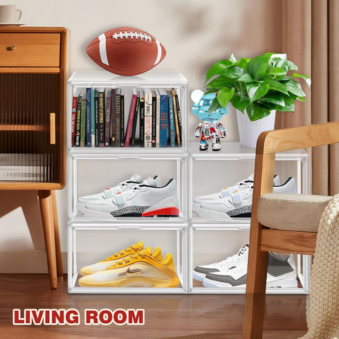 1 Pack 12 Closet Clear Shoe Boxes Size Shoe Storage Organizer for Stackable Shoes Rack Handbag Organizer Plastic