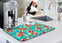 Coffee Bar Mat Accessories for Countertop, Pioneer Flower Rubber Backed Dish Drying Mats, 20x12in, Fit Under Coffee