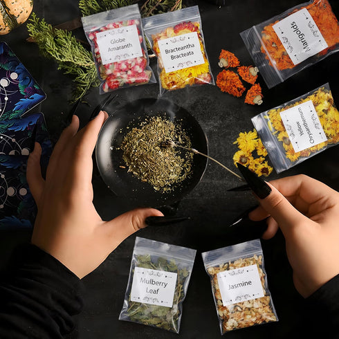 Tikem Kitch 60 Set,Bulk HNSHAG PCS Witchcraft Herbs Dried Flowers for Witch Candles Spells,Wiccan Supplies Tools,Pagan