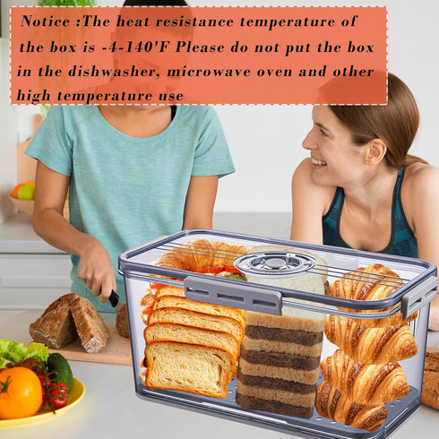 Counter Bread Box Bread Boxes for Kitchen Airtight,Time Recording Bread Storage Container with Lid, Bread Keeper