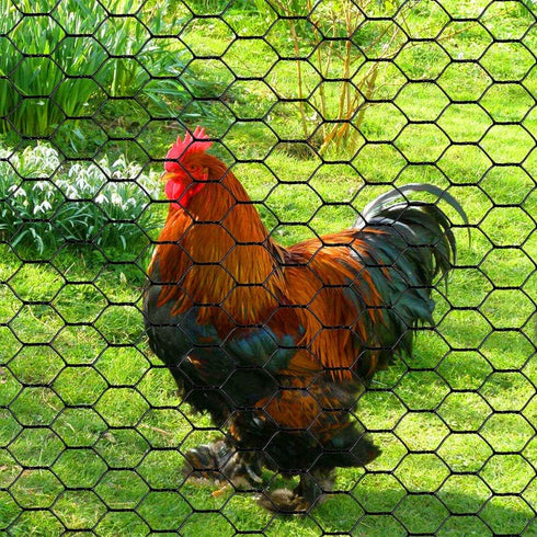 24" x25' 1" 20GA PVC Hexagonal Poultry Netting Chicken Wire x Mesh Black