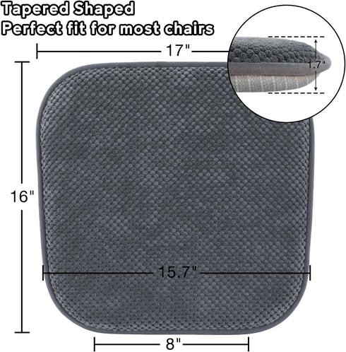 Grey Kitchen Chairs Cushions Non Slip Foam Office Seat Cushions Washable Soft Thick Pads Large Wooden Metal Tapered Dining Chair Cushions,17" x 16" by PAGGED