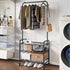 Black Rolling Laundry Hamper with Wheels, Laundry Basket Sorter Cart, Shelf Hanging Rack