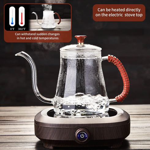 Unbreakable Gooseneck Kettle for Drip Coffee 20OZ Pour Over Coffee Kettle Tea Kettle for Stove Top,600ml/20oz Glass Coffee Kettle with Lid,Water Kettle Coffee Pot by Unbreakable