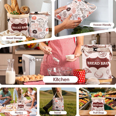2 Pack- 17"13" Beeswax Bread BagsExtra Large Reusable Sourdough Bread Bags for Homemade Bread