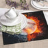Baseball Dish Drying Mat 18x16 in, Sports-Themed Absorbent Pads with Cool Fire & Water, Drainer Mats for Kitchen Counter