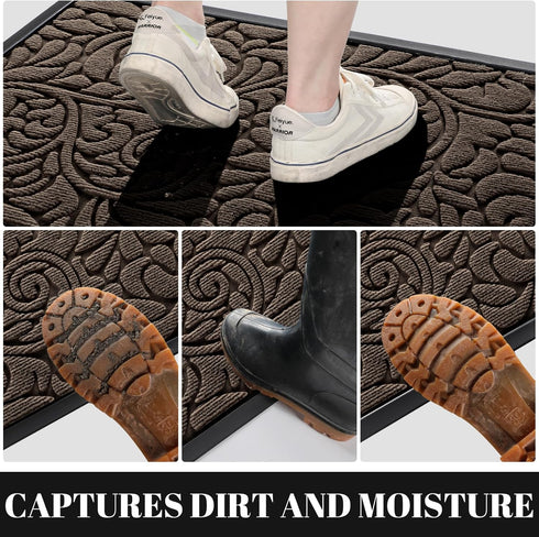 Yimobra Sturdy Door Mat, Heavy Duty Welcome Mats for Home Entrance, Weather Resistant, Easy Clean, 29.5 x 17