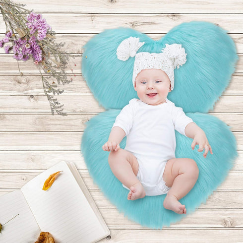 2 12 16 Inch(Light Mudder Pcs Faux Fur Rug, Heart Shaped Rugs, Fluffy Decorative Mat for Room Home Chair Side, Desk