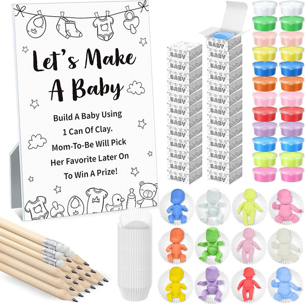 Blosssound Funny Baby Shower Games Decorations Let's Make a Baby Clay Game Sign