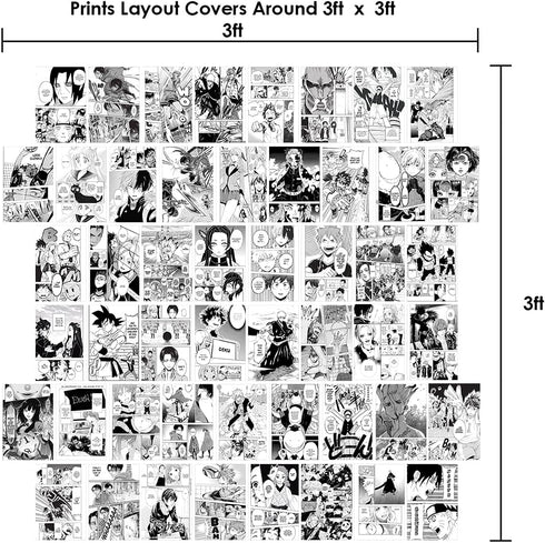 WOONKIT Anime Posters Pack - 50PCS 4X6 INCH MHA Anime Wall Collage Kit for Bedroom and Dorm Decor