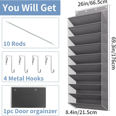 TAHAVICE 30 10-Tier Closet, Pairs Over The Door Shoe Organizer, Hanging Shoe Rack with Deep Pocket for Extra Large Shoe
