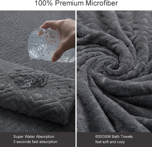 8 Pack Set Grey,2 Towels(35"x70"), 2 Towels,4 Ferdilan Bath Towels Oversized Bath Hand Washcloths Ultra Soft
