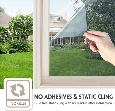 KESPEN One Way Daytime Privacy Window Film | Black-Silver Static Cling Sun Blocking Tint | 17.5" x 6.5'