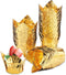 EUSOAR Disposable Baking Cups, 3.5 Ounce 50pcs Gold Tulip Cupcake Muffin Liners, Aluminum Foil Style Cups