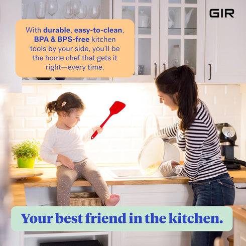 GIR Get It Right Cooking Spatula Turner - 13-Inch Red Rubber Spatula, Seamless Silicone Nonstick Flipper