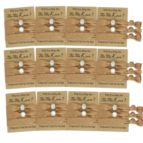 6 Packs Hair Tie Favors for Bridesmaids, Bachelorette Party & Bridal Shower Gifts (Gold)